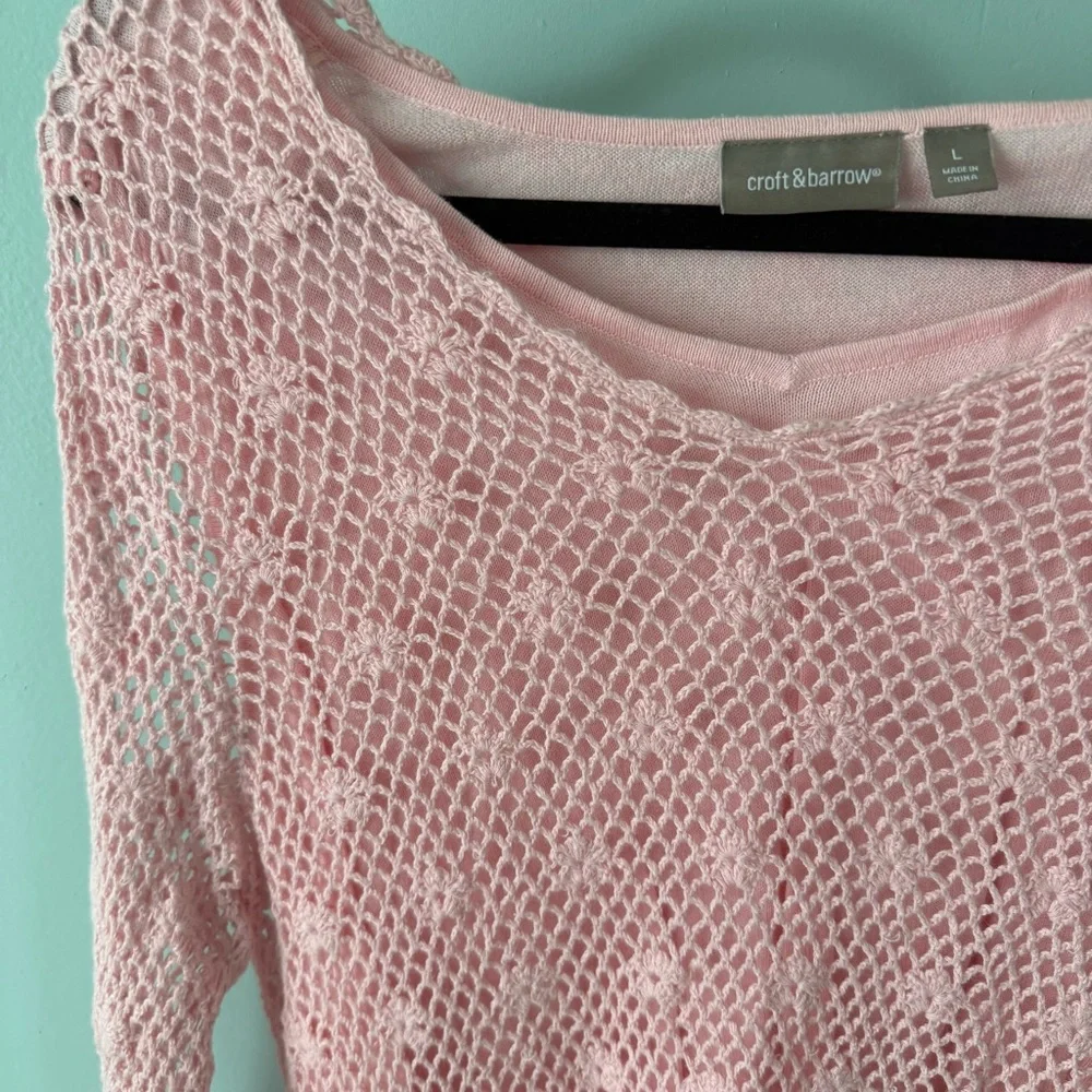Croft & Barrow Pink Knit Sweater Size Large - Picture 3 of 11